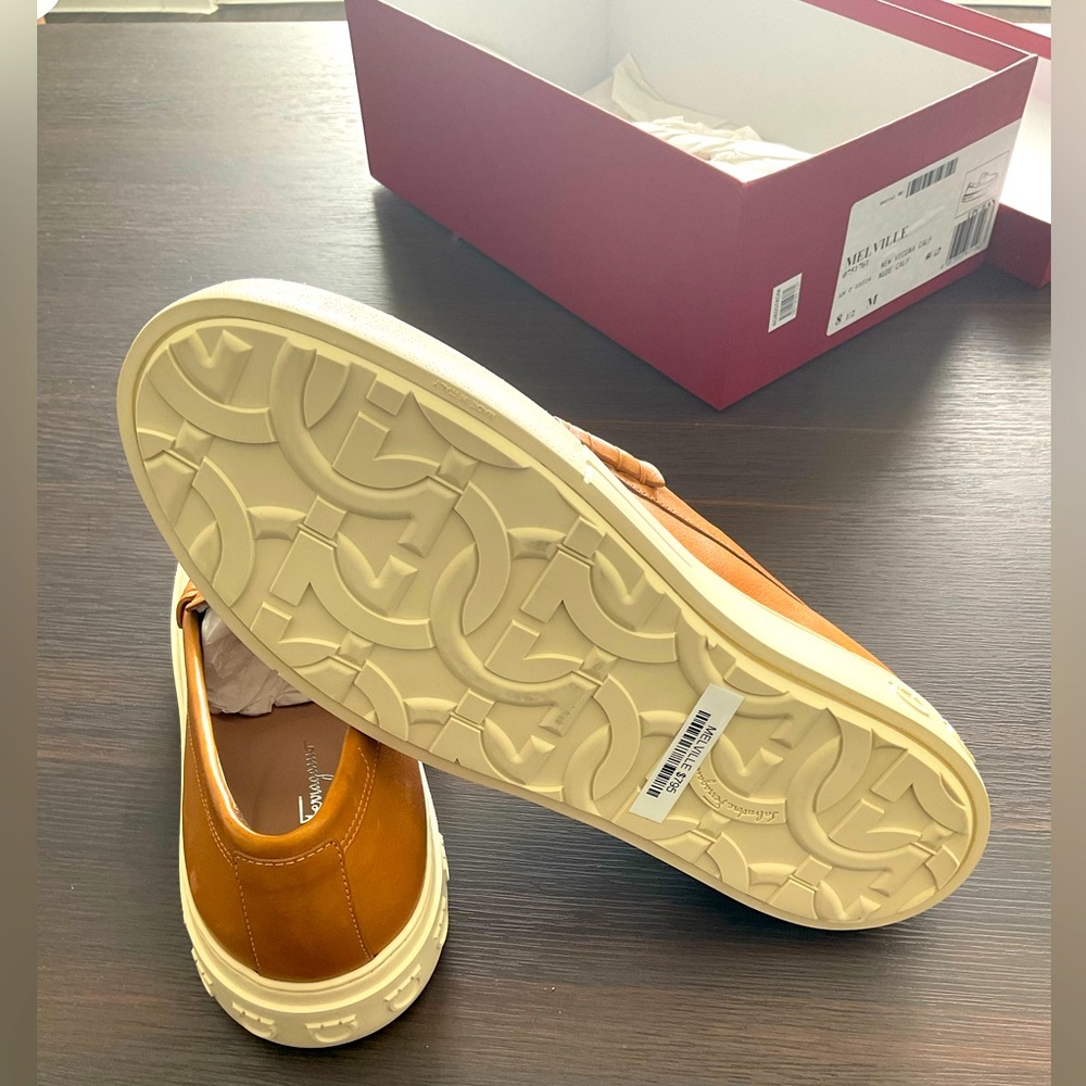 New Men's Salvatore ferragamo Melville leather snickers